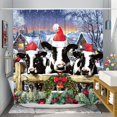thumbnail image 2 of Newhomestyle Christmas Shower Curtain for Bathroom Rustic Cow Shower Curtain Funny Farmhouse Christmas Bathroom Decor Holiday Decorations 72x 72 inches, 2 of 7
