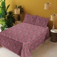 thumbnail image 2 of Ambesonne Tropical Fitted & Flat Sheet with Shams 4 Pcs Set, Wild Zebra Flamingo Toucan, Full, Warm Taupe Charcoal Grey, 2 of 5