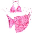 thumbnail image 1 of Women's 3 Piece Bathing Suit Triangle Bikini Swimsuit Set with Cover Up Skirt, 1 of 6