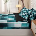 thumbnail image 5 of Homewish Blue Ombre Checkerboard Zipper Queen Comforter Set with Fitted Sheet and 2 Pillowcases,Abstract Grunge Zipper Bedding Set,Black Reversible,4pcs, 5 of 8