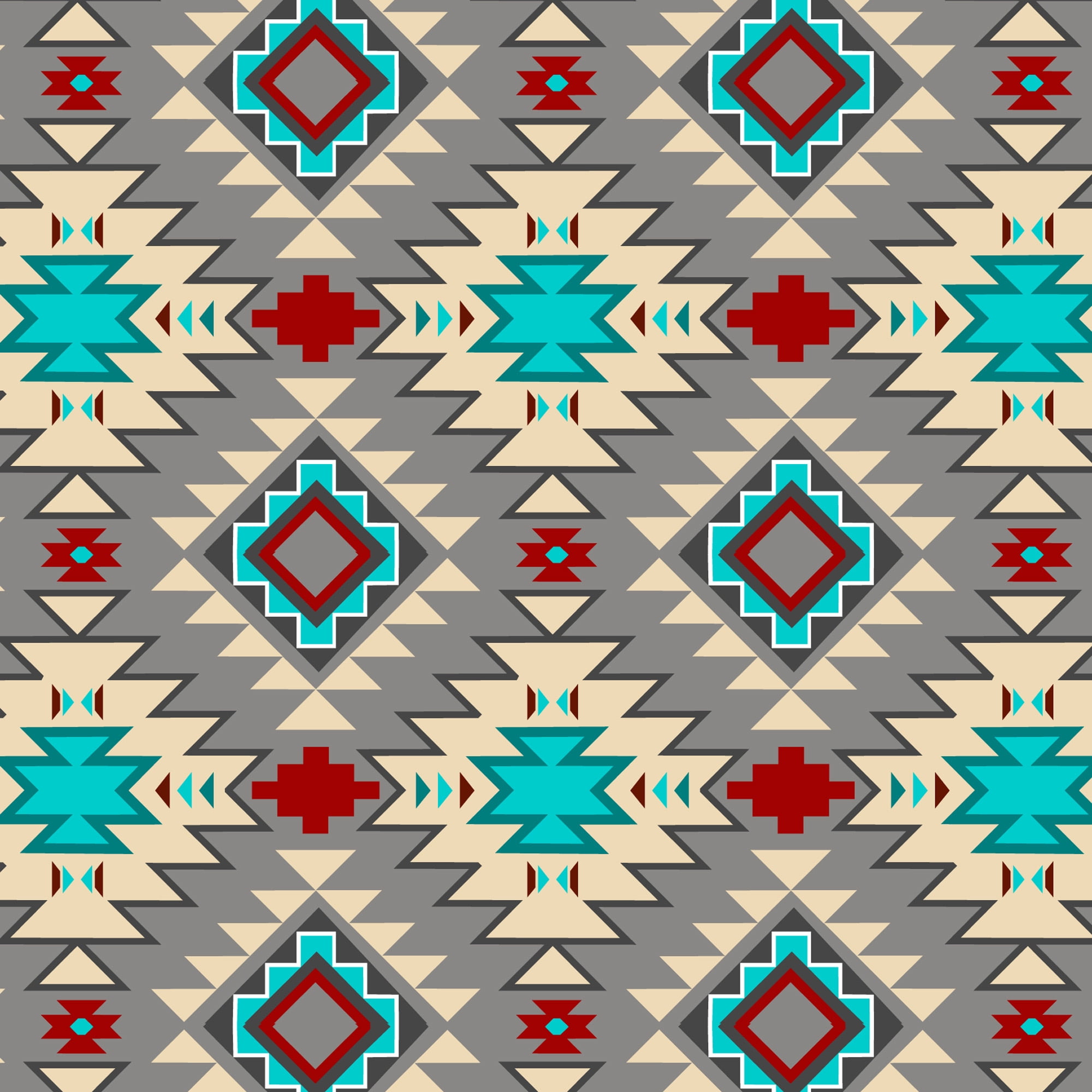 Fabric Native American Navajo Argyle on Turquoise Cotton 1/4 Yard 