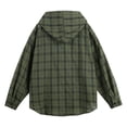 thumbnail image 6 of Jinhomg Hoodie Men Plaid Shirt Long Sleeve Button Down Drawstring Shirts Plus Size Lightweight Casual Fishing Tops Green,M, 6 of 7