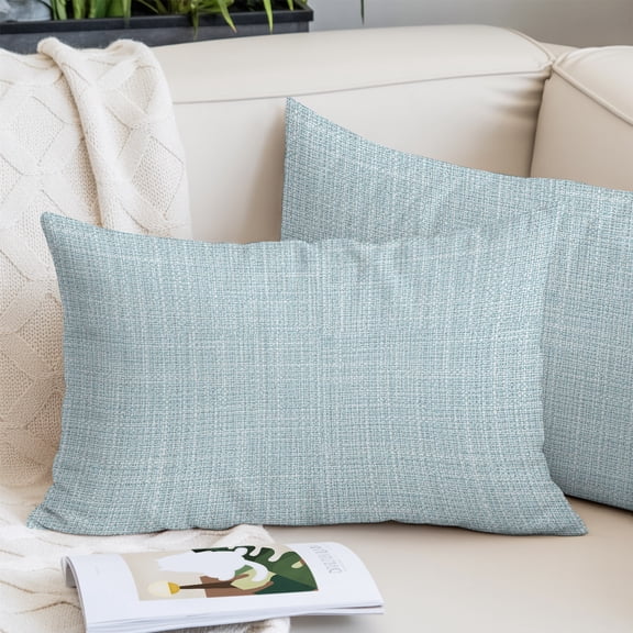 Hazy Blue Throw Pillow Cover, Pillowcase Protectors with Zipper, Breathable Decorative Lumbar Pillow Case Cover, Rustic Farmhouse Solid Color Pillow Shams for Couch Sofa 12x20Inch