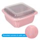 thumbnail image 5 of Cocina Doble Capa Colador con Tapa, 2 uds Multifunción Desagüe Cesta Juego Adecuado para Frutas Vegetales Limuds Almacenamiento Claro Azul + Rosa, 5 of 6