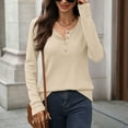 thumbnail image 5 of EDFBUYKRS Womens Loose Blouse Long Sleeve V Neck Button Down T Shirts Tie Front Knot Casual Tops Xxl, 5 of 8