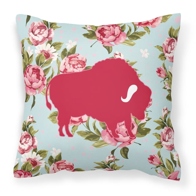 Caroline's Treasures BB1127-RS-BU-PW1414 Buffalo Shabby Chic Blue Roses Decorative Pillow Large Multicolor