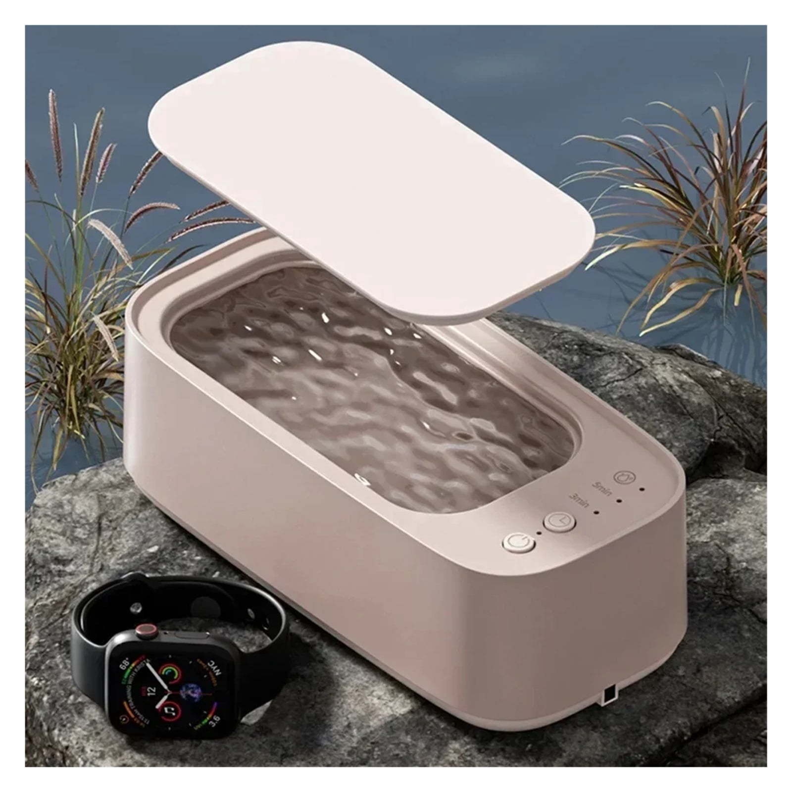 Electric Ultrasonic Glasses Cleaner, 3-Speed Vibrating Machine for Jewelry, Watches, and Contact Lenses