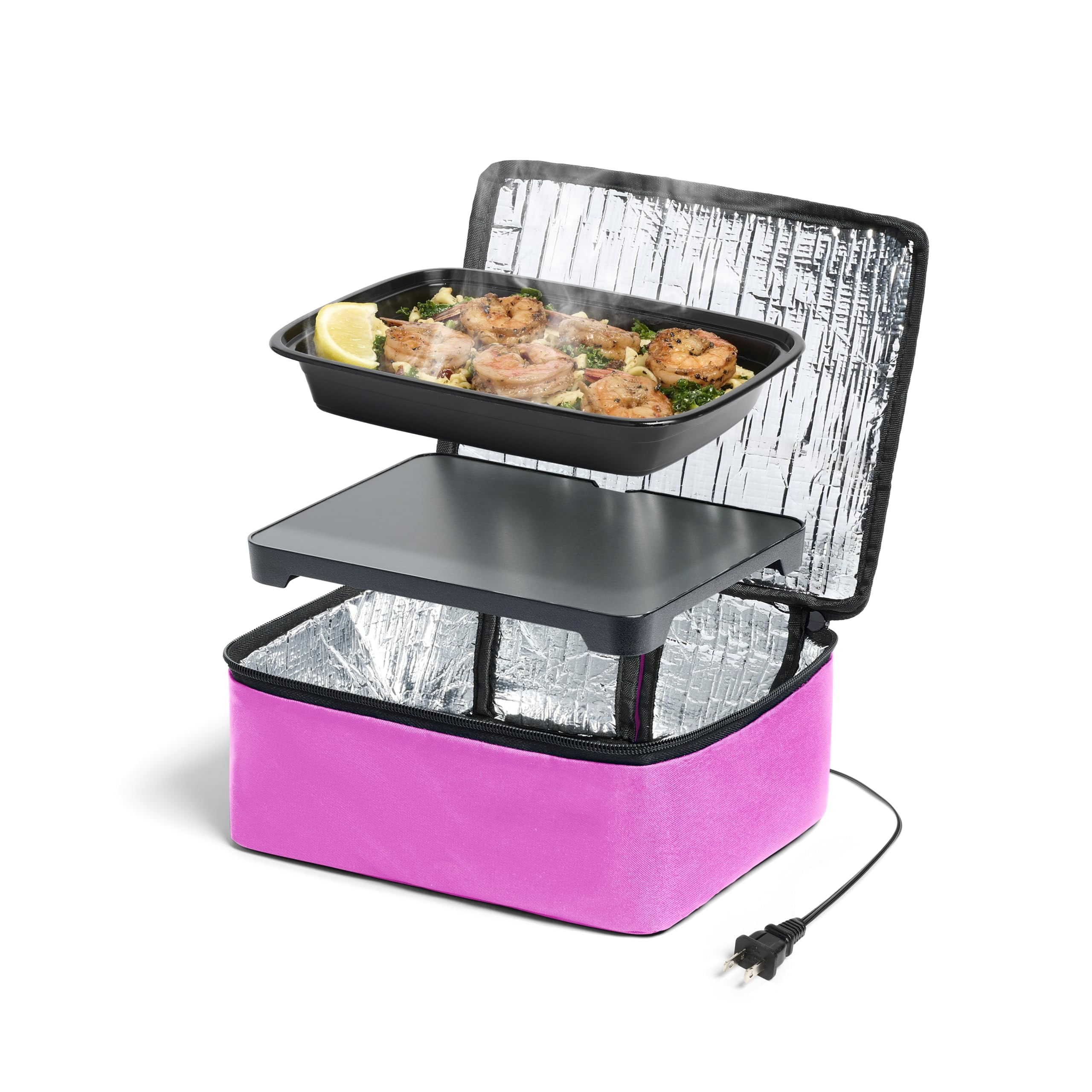 HOTLOGIC Mini Portable Electric Lunch Box Food Heater - Innovative Food Warmer and Heated Lunch Box for Adults Car/Home - Easily Cook, Reheat, and Keep Your Food Warm - Blue (120V)