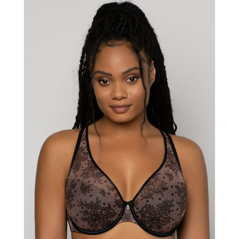 Lady Sheer Bra Plunge Brassiere See-through Non-padded Lingerie Black Nude  Brown