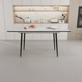 thumbnail image 6 of Dining Sets 47"-63" extendable MDF modern dining table and chair set, suitable for 2-6 people, elegant white dining table and modern grey dining chair 4-piece set, metal base and linen chair,Kitchen, 6 of 25