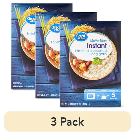 (3 Pack) Great Value Instant White Rice, 42 Oz (Shelf Stable)