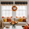 thumbnail image 3 of Kitchen Valances for Window, Autumn Pumpkin Floral Leaves Light Filtering Rod Pocket Valance Curtain, Pastoral Rose on Black Short Curtains Window Topper for Bedroom Bathroom Living Room 54x18in, 3 of 6