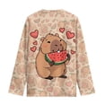 thumbnail image 6 of Garronmavis Cartoon Capybara Girls Long Sleeve T-Shirts 7-8 Casual Watermelon Long Sleeve Crewneck T-Shirts Tee Tops Versatile Kids Fall Tops Crewneck Basic Tees for Daily Life, 6 of 7