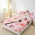 thumbnail image 4 of Manfei Girl Cosmetics Queen Sheet Sets,Eye Shadow Lipstick Flat Sheet,Chic Diamond Ring Queen Fitted Sheet For Princess,Microfiber Bedroom Decor,4-Piece, 4 of 7