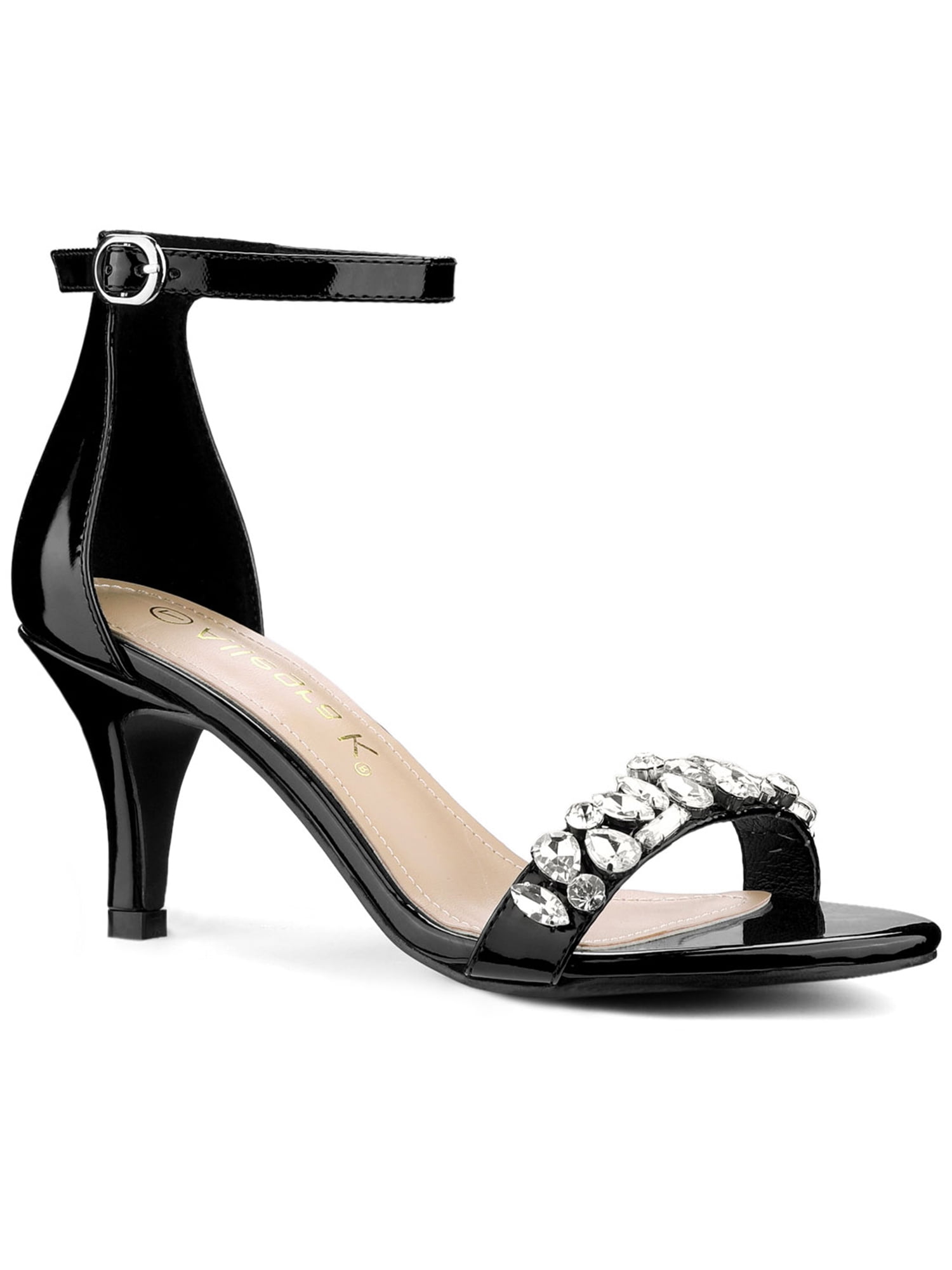 Allegra K Women's Rhinestone Ankle Strap Heels Sandals