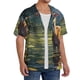 thumbnail image 2 of Fotbe Peaceful Deer Lily Pond Camisa Estampada de Manga Corta para Hombre, Casual de Verano, Estilo Playero, Sin Arrugas-Medium, 2 of 5