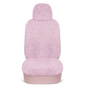 Carbella Plush Sherpa Fleece Car Seat Covers, 2 Pack Pink Seat Cover for Cars with Soft Cushioned Touch, Cute Automotive Interior Protector for Trucks Van SUV