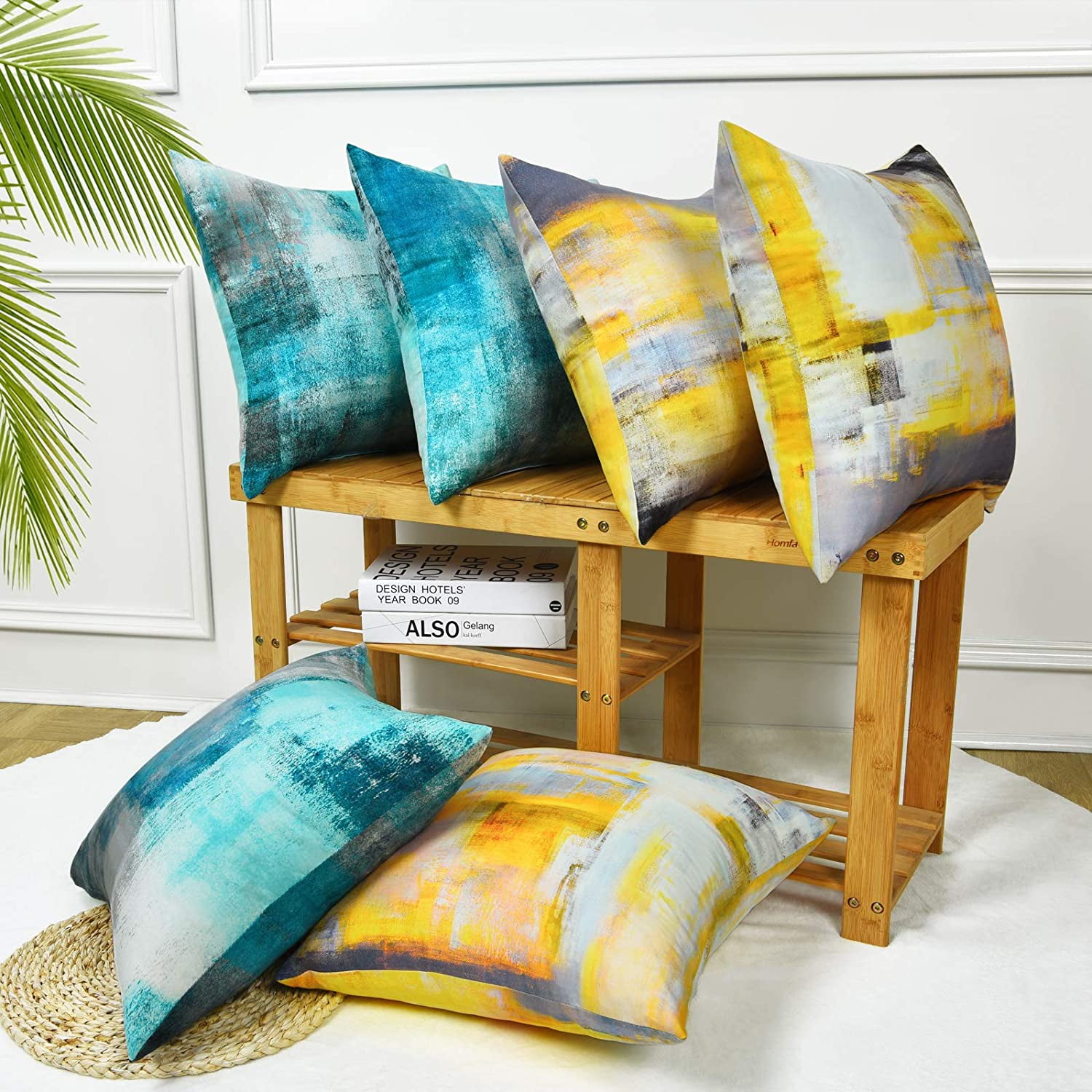 Teal Throw Pillow Covers Set of 4 Turquoise Pillow Cases 18 x 18 inch Modern Decorative Cushion Covers for Couch Living Room