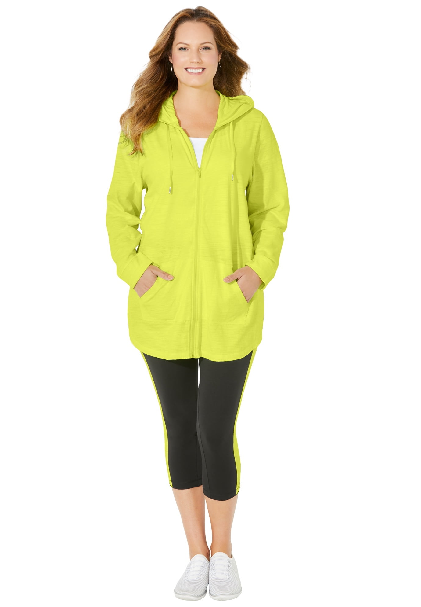 Catherines Women's Plus Size Active Slub ZipFront Hoodie Jacket