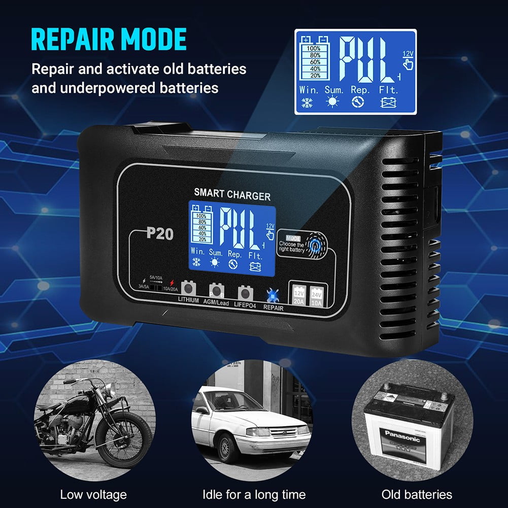 20 Amp Lithium Battery Charger 12V/24V Lifepo4 Lead-Acid(Agm/Gel/Sla) Maintainer by Coconut Ok