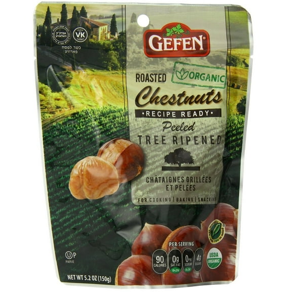 Gefen Organic Whole Peeled and Roasted Chestnuts, 5.2oz 10 Pack  Chestnuts Peeled and Ready to Eat  Great for Cooking & Baking  Gluten Free  Kosher