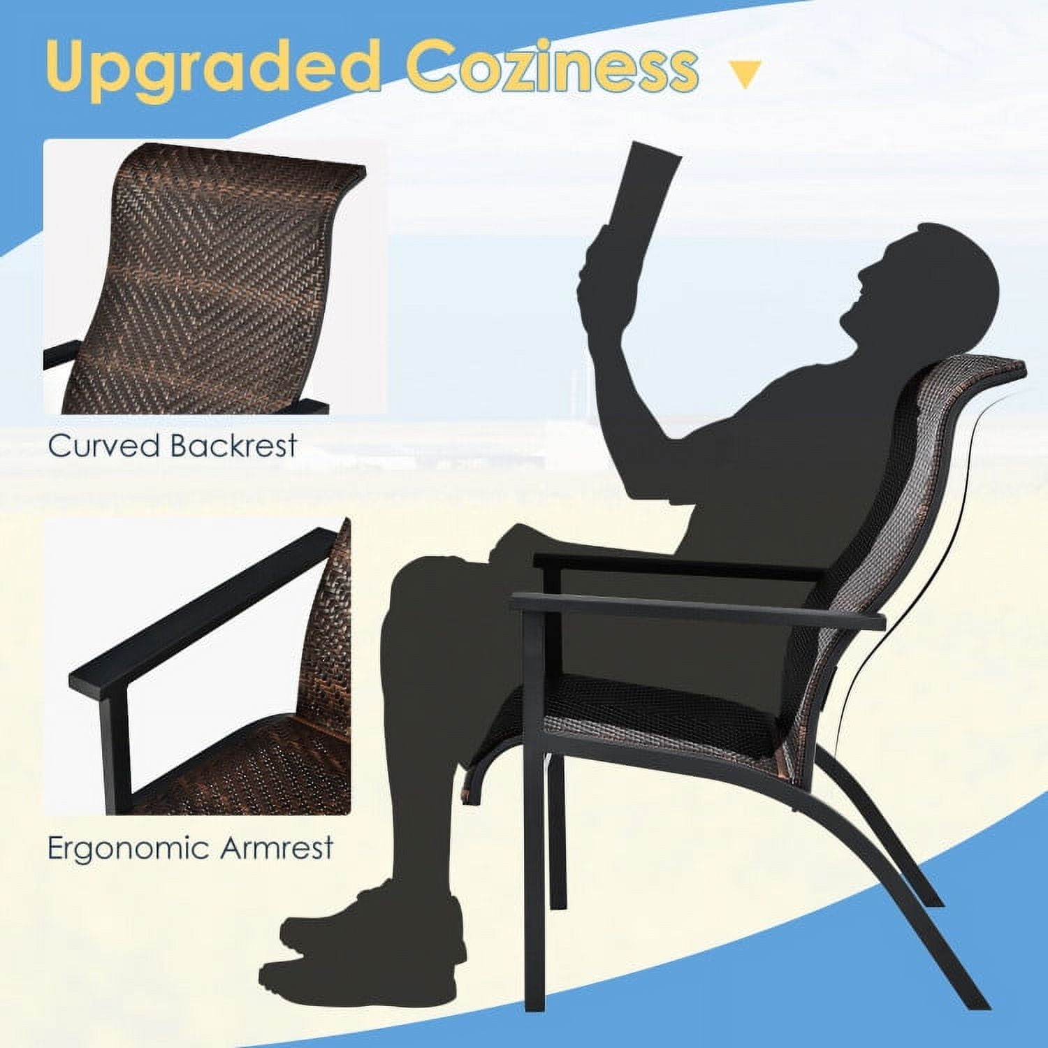 Aimee Lii 3 Pieces Patio Rattan Bistro Furniture Set, Patio Conversation Sets for Backyard and Poolside, Brown Aimee Lii 3 Pieces Patio Rattan Bistro Furniture Set, Patio Conversation Sets for Backyard and Poolside, Brown