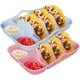 thumbnail image 1 of Juego de 2 Platos de Silicona para Tacos con Separadores y Bandejas para Salsas, Soportes Antideslizantes para Tacos de 25 cm con Asas de Transporte.A, 1 of 5