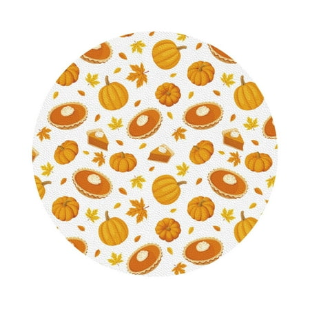 

Noikeo Pumpkin Maple Leaves Print 6 Pcs Drink Coasters Leather Absorbent Coaster Set Tabletop Protection Round Coasters Set of 6 4Inches Round Shape