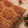 thumbnail image 4 of Burnt Orange Fall Pumpkin Decorative Throw Pillow Covers Set of 2, 20x20 Inch Soft Plush 3D Embroidered Halloween Pillow Covers for Fall Decorations Farmhouse Cushion Covers for Thanksgiving, 4 of 9
