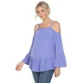 thumbnail image 2 of White Mark Women's Cold Shoulder Ruffle Sleeve Top, 2 of 5