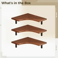 thumbnail image 2 of Floating Corner Shelf Wall Mounted, 3-Tier Storage Shelf for Living Room, Bedroom, Kitchen, Black Metal Brackets, Rustic Wood, Easy Install for Space Saving, 2 of 5