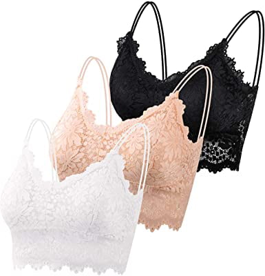 Mirror Bang Lace Bralette for Women Lace Bralette Padded Lace Bandeau Bra for Women Girls 
