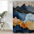 thumbnail image 2 of Extra Long Shower Curtain 72x96 Inch, Navy Blue Brown Shower Curtain Waterproof Bathroom Decor Vintage Modern Artwork Abstract Fabric Bath Curtain Set Accessories with Hooks, 2 of 6