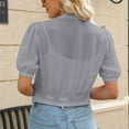 thumbnail image 6 of Girls Jacket Autumn And Winter Puff Sleeve Bolero Open Front Summer Cropped Sheer Cardigan Jacket, 6 of 7