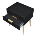 thumbnail image 5 of Glavbiku Modern Nightstand with 2 Drawers,Bedside Table with Gold Metal Legs,Black,Adult, 5 of 10
