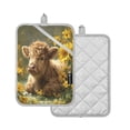 thumbnail image 2 of 2 Pack Pot Holders for Kitchen Heat Resistant Hot Pads Sets for Cooking Baking Cow Lying in Sunflowers, 2 of 7