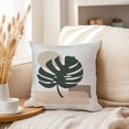 thumbnail image 3 of Ethan Taylor Botanical Throw Pillow Soft Cushion Cover 'Monstera Leaf I Botanicals Monstera Leaf' Bohemian Pattern Decorative Square Accent Pillow Case, 16x16 Inches, Green, Beige, 3 of 5
