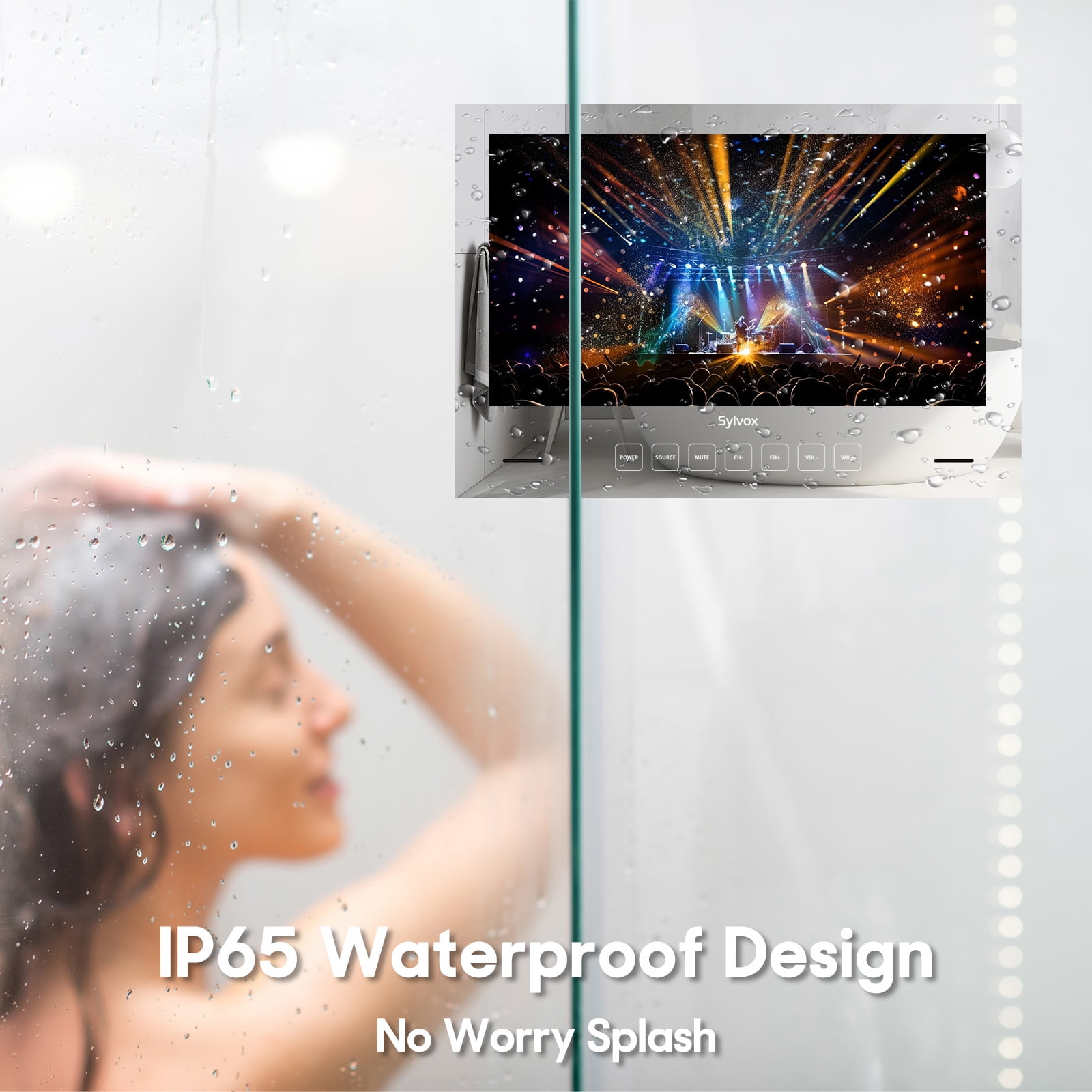 Sylvox 24" Bathroom TV, Smart Mirror Television with Google TV OS, 1080P HDR10 500nits, NTSC,ATSC,IP66 Weatherproof for Bathtub Shower, Embedded