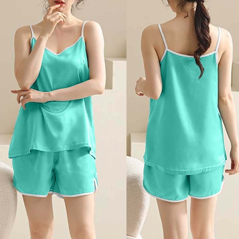HWRETIE Women Sleepwear,Women Pajama Set Solid Color Suspender Camisole Top with Shorts Sexy Home Clothes Comfortable V-Neck Vest Two Piece Sleepwear Suit Light Blue 9XL - Walmart.com HWRETIE Women Sleepwear,Women Pajama Set Solid Color Suspender Camisole Top with Shorts Sexy Home Clothes Comfortable V-Neck Vest Two Piece Sleepwear Suit Light Blue 9XL - Walmart.com