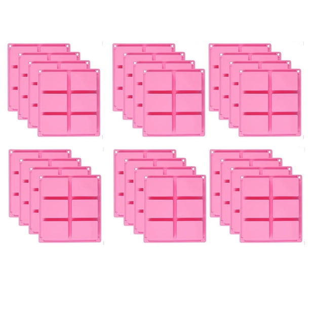 24 Piezas Moldes de Jabón de Silicona - 6 Moldes de Jabón de Bricolaje Rectangulares de Cavidad para Pastel de Paquete, , Muffin, Pastel de Café, Pudín Y Jabón