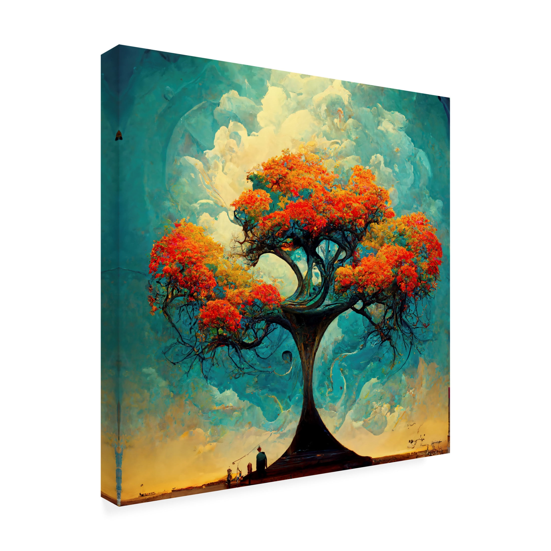 Canvas Wall Art - Ray Heere 'Tree Of Life 17' Wall Art for Living Room, Bedroom, or Office Décor by Trademark Fine Art - 14 x 14 Inches