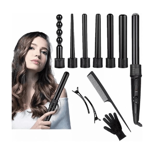 Rizadora De Cabello Cerámica Profesional Negra 6 En 1