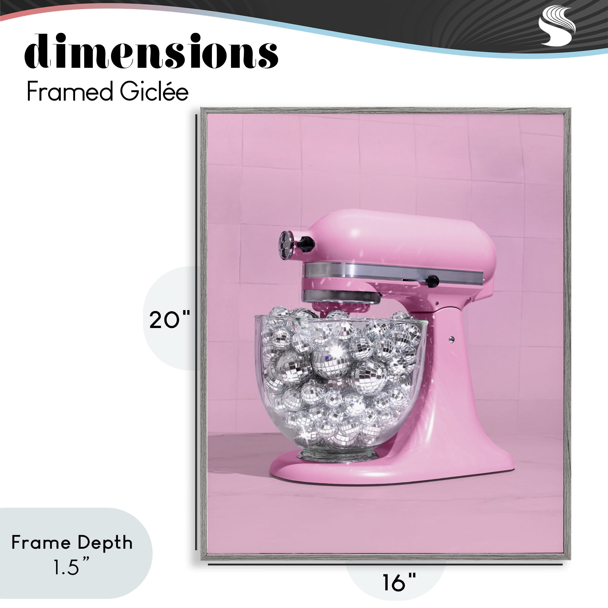 Stupell Industries Disco Kitchen Mixer over Pink Gray Framed Giclee Art, design by LISH Creative