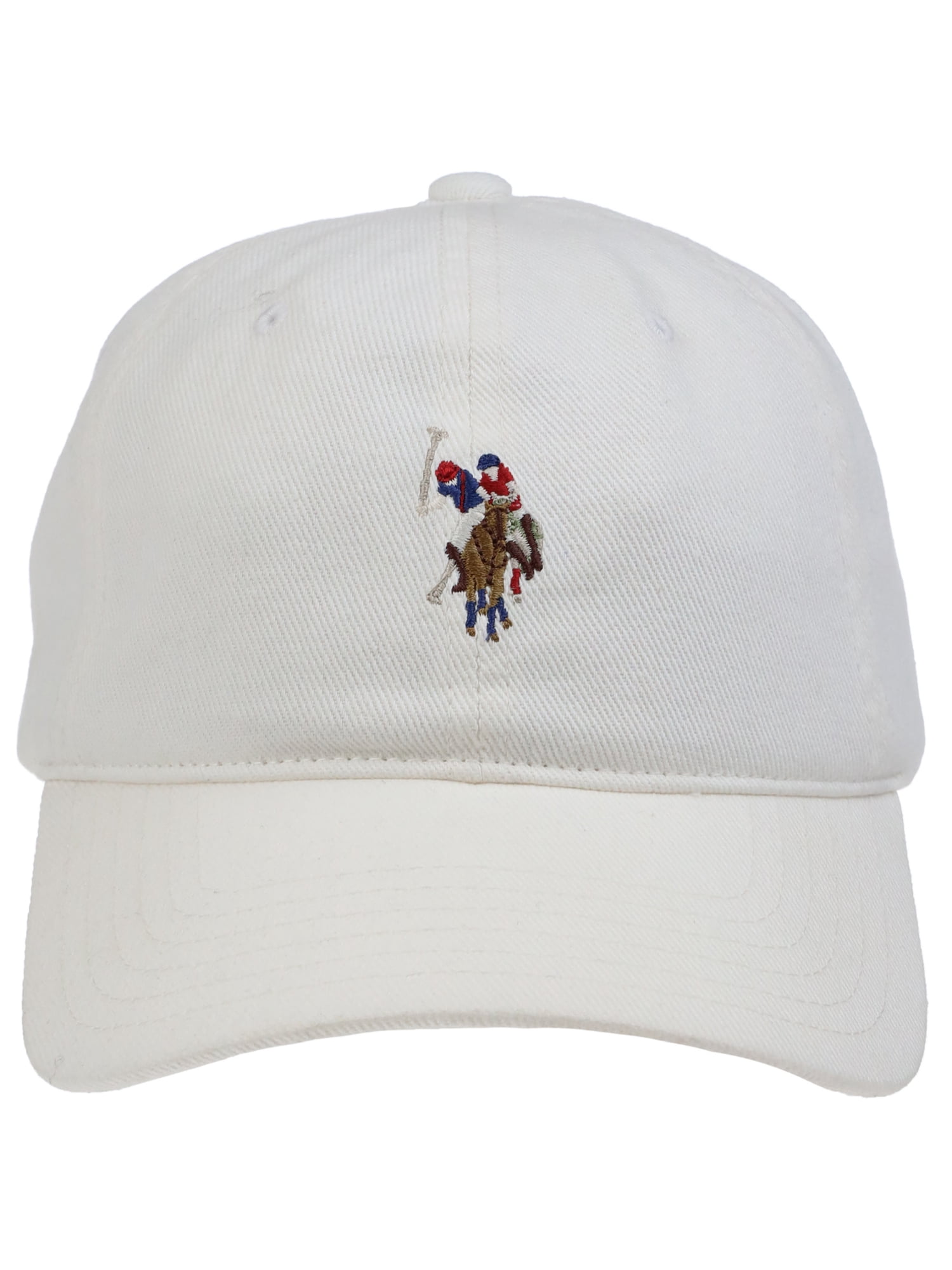 U.S. Polo Assn. Double Horseman Embroidered Dad Hat, White, One Size