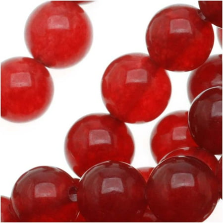 Red Bead Double Strand - Raspberry Red Candy Jade 6mm Round Beads / 14.75 Inch Strand