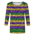 thumbnail image 5 of YOIAVAIOY Womens Mardi Gras T Shirt 3/4 Sleeve Funny Patricks Tops Fashion Casual Outfits Purple S, 5 of 5