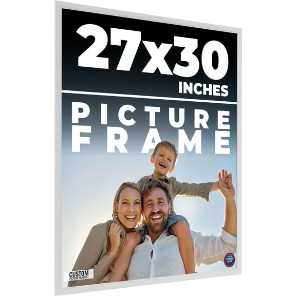 27x30 Frame White Real Wood Picture Frame Width 0.75 inches | Interior Frame Depth 0.5 inches |