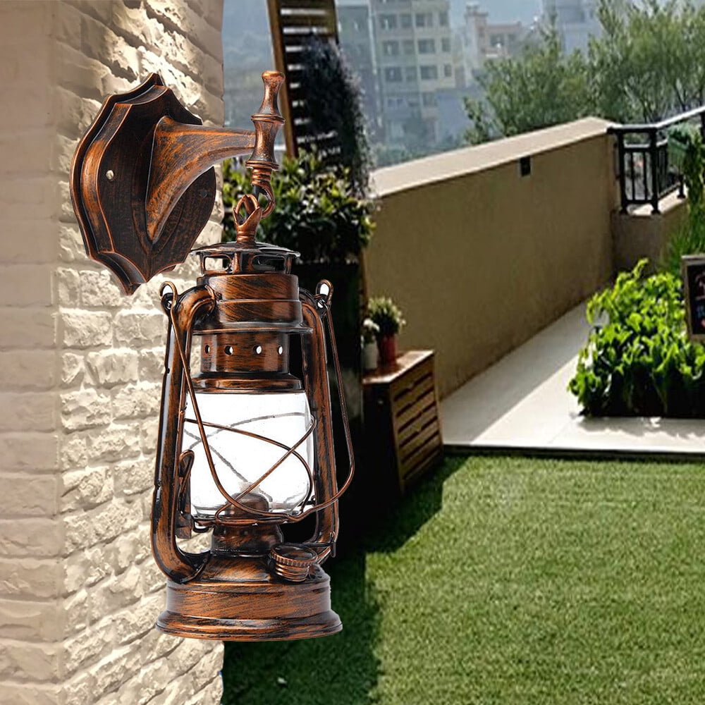 5W Vintage Wall Light Shade, E27 Bulb Holder, Lantern Sconce Lampshade for Outdoor Porch, 165-265V, Bronze