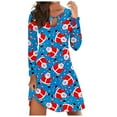 thumbnail image 2 of Robe à Manches Longues pour Femmes, Robe de Noël, Imprimé Père Noël, Ample, Col Rond, Légère, Décontractée, Automne, 2 of 5