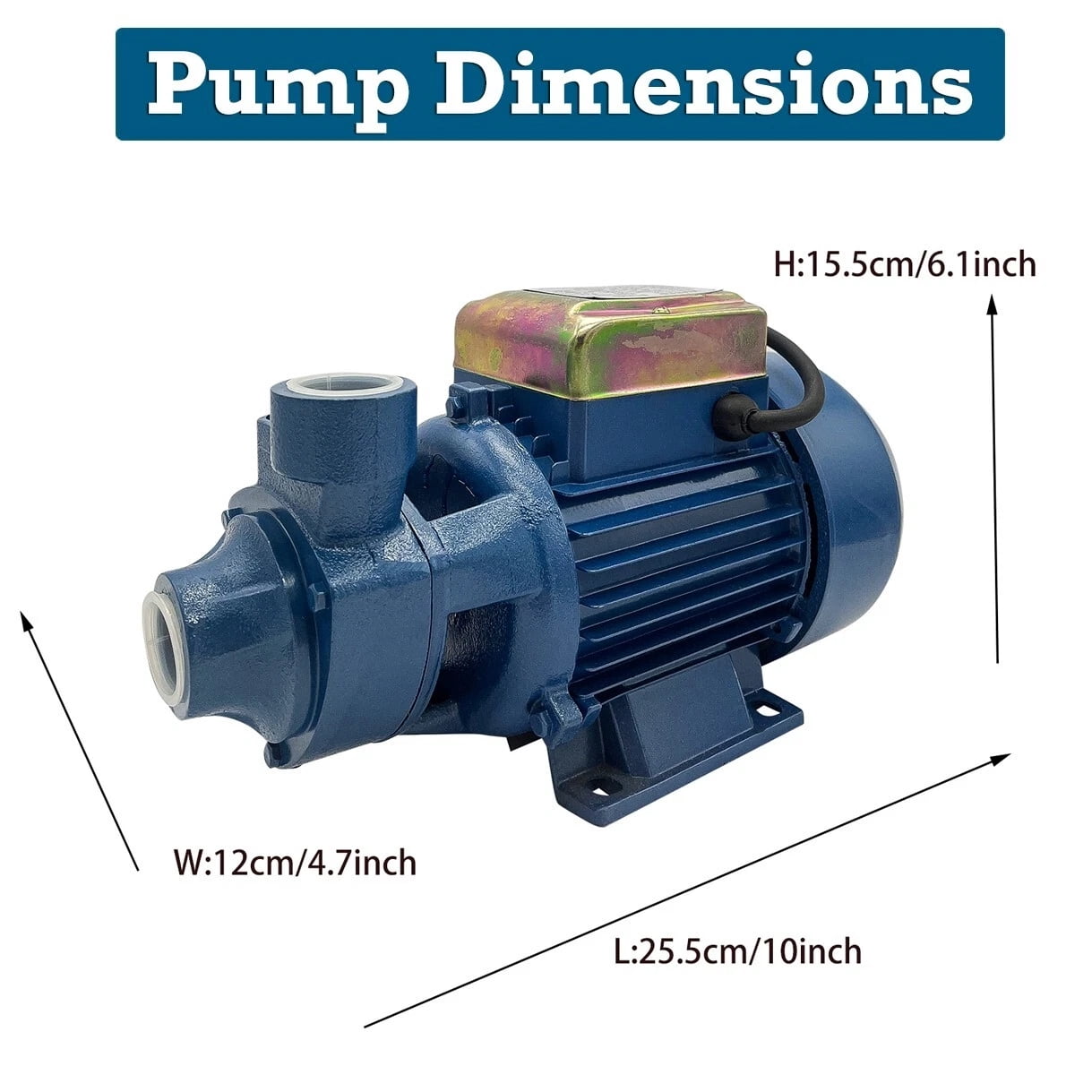 iMeshbean 1/2Hp Clear Water Pump Electric Centrifugal Self Priming Pump Industrial Farm Pool